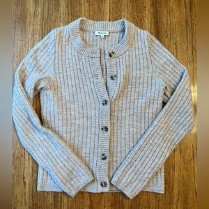 Madewell Light Gray Ribbed Button-Up Cardigan